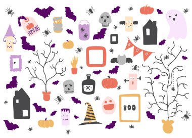 Cadılar Bayramı Icons set. Vektör tasarım öğeleri bir tatil için.