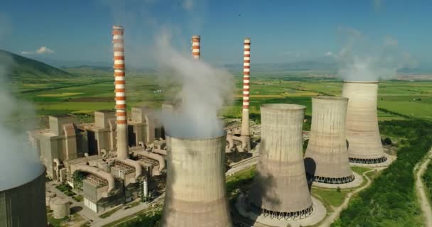 Kozani Kuzey Yunanistan Büyük Borulara Ile Elektrik Enerjisi Üretim Tesisi — Stok video