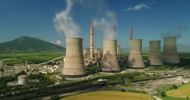 Kozani Kuzey Yunanistan Büyük Borulara Ile Elektrik Enerjisi Üretim Tesisi — Stok video