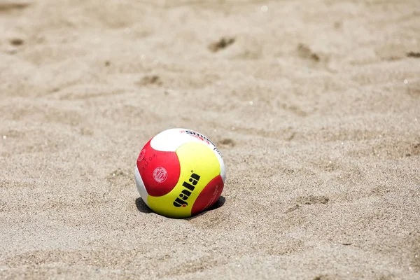 Thessaloniki Griechenland Juni 2018 Beachvolleyball Aus Nächster Nähe Während Der — Stockfoto