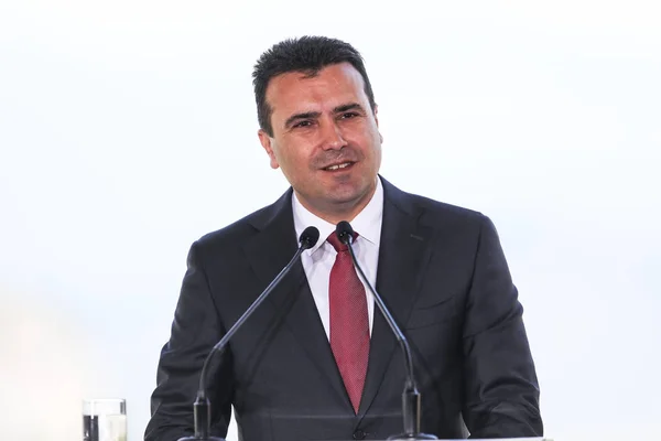 Преспес Греция Июня 2018 Года Премьер Министр Македонии Зоран Заев — стоковое фото
