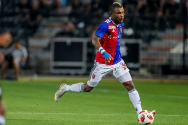 Thessaloniki, Yunanistan - 24 Temmuz 2018: Oyuncu, Basel Serey Die eylem Uefa Şampiyonlar Ligi ikinci ön eleme turu sırasında 1 Paok rakip Basel maçı Toumba Stadı'nda oynanan