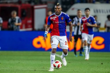 Thessaloniki, Yunanistan - 24 Temmuz 2018: Oyuncu, Basel Serey Die eylem Uefa Şampiyonlar Ligi ikinci ön eleme turu sırasında 1 Paok rakip Basel maçı Toumba Stadı'nda oynanan