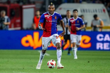 Thessaloniki, Yunanistan - 24 Temmuz 2018: Oyuncu, Basel Serey Die eylem Uefa Şampiyonlar Ligi ikinci ön eleme turu sırasında 1 Paok rakip Basel maçı Toumba Stadı'nda oynanan