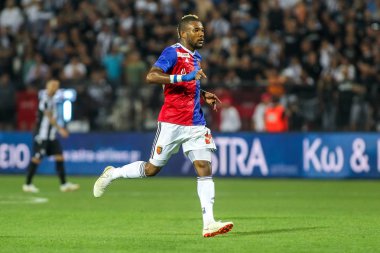 Thessaloniki, Yunanistan - 24 Temmuz 2018: Oyuncu, Basel Serey Die eylem Uefa Şampiyonlar Ligi ikinci ön eleme turu sırasında 1 Paok rakip Basel maçı Toumba Stadı'nda oynanan