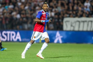 Thessaloniki, Yunanistan - 24 Temmuz 2018: Oyuncu, Basel Serey Die eylem Uefa Şampiyonlar Ligi ikinci ön eleme turu sırasında 1 Paok rakip Basel maçı Toumba Stadı'nda oynanan
