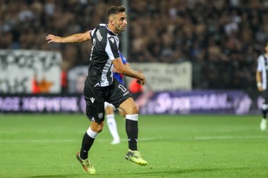 Thessaloniki, Yunanistan - 24 Temmuz 2018: Oyuncu, Paok Mauricio eylem Uefa Şampiyonlar Ligi ikinci ön eleme turu sırasında 1 Paok rakip Basel maçı Toumba Stadı'nda oynanan