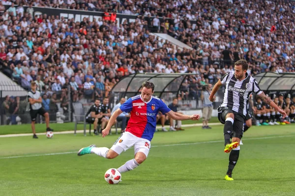 Soluň Řecko Července 2018 Hráč Basileje Luca Zuffi Akci Během — Stock fotografie