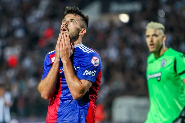 Thessaloniki, Yunanistan - 24 Temmuz 2018: Oyuncu, Basel Albian Ajeti eylem Uefa Şampiyonlar Ligi ikinci ön eleme turu sırasında 1 Paok rakip Basel maçı Toumba Stadı'nda oynanan