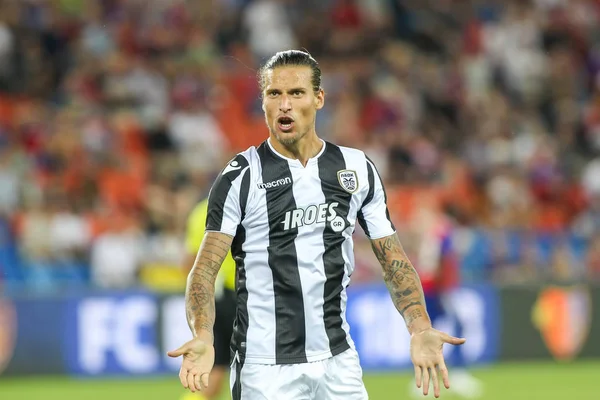 Basel Schweiz Augusti 2018 Spelare Paok Aleksandar Prijovic Aktion Uefa — Stockfoto