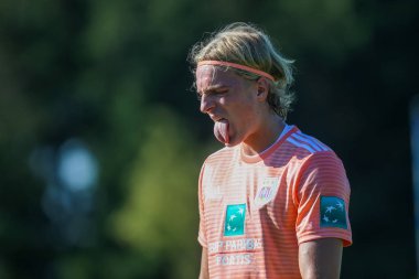 Horst, Hollanda - 29 Haziran 2018: Oyuncu, Rsc Anderlecht Sebastiaan Bornauw eylem sırasında dostu maç Rsc Anderlecht Rakip Paok Sport Park spor Swolgen Tienray 