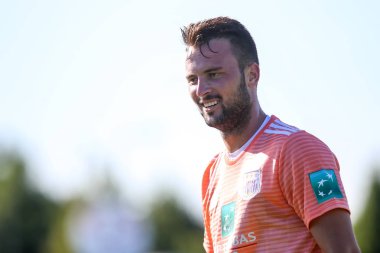 Horst, Hollanda - 29 Haziran 2018: Oyuncu, Rsc Anderlecht Antonio Milic dostluk maçı Rsc Anderlecht Rakip Paok sporda sırasında eylem park spor Swolgen Tienray 