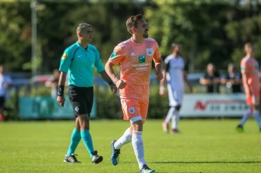 Horst, Hollanda - 29 Haziran 2018: Oyuncu, Rsc Anderlecht Sven Kums eylem sırasında dostu maç Rsc Anderlecht Rakip Paok Sport Park spor Swolgen Tienray 