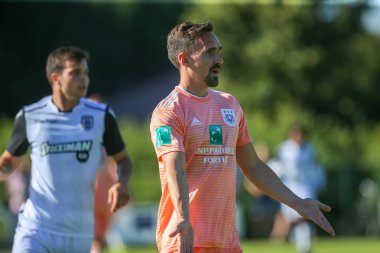 Horst, Hollanda - 29 Haziran 2018: Oyuncu, Rsc Anderlecht Sven Kums eylem sırasında dostu maç Rsc Anderlecht Rakip Paok Sport Park spor Swolgen Tienray 
