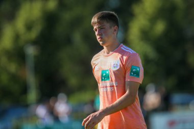 Horst, Hollanda - 29 Haziran 2018: Oyuncu, Rsc Anderlecht Alexis Saelemaekers eylem sırasında dostu maç Rsc Anderlecht Rakip Paok Sport Park spor Swolgen Tienray 