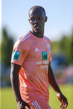 Horst, Hollanda - 29 Haziran 2018: Oyuncu, Rsc Anderlecht bilgi Musona eylem sırasında dostu maç Rsc Anderlecht Rakip Paok Sport Park spor Swolgen Tienray 