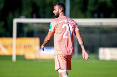 Horst, Hollanda - 29 Haziran 2018: Oyuncu, Rsc Anderlecht Kristal Abazaj dostluk maçı Rsc Anderlecht Rakip Paok sporda sırasında eylem park spor Swolgen Tienray 