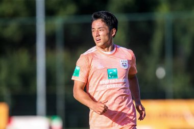 Horst, Hollanda - 29 Haziran 2018: Oyuncu, Rsc Anderlecht Ryota Morioka eylem sırasında dostu maç Rsc Anderlecht Rakip Paok Sport Park spor Swolgen Tienray 