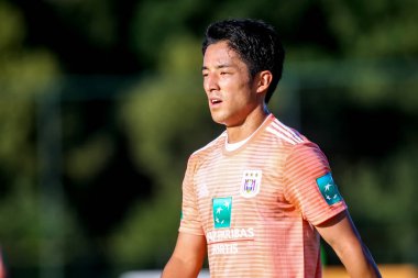 Horst, Hollanda - 29 Haziran 2018: Oyuncu, Rsc Anderlecht Ryota Morioka eylem sırasında dostu maç Rsc Anderlecht Rakip Paok Sport Park spor Swolgen Tienray 