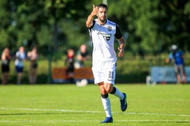 Horst, Hollanda - 29 Haziran 2018: Eylem sırasında dostu Paok Evgen Shakhov oyuncu maç Rsc Anderlecht Rakip Paok Sport Park spor Swolgen Tienray 
