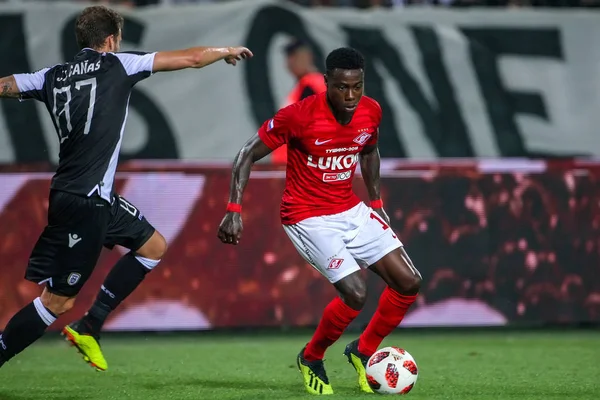 Thessalonique Grèce Août 2018 Joueur Spartak Quincy Promes Action Lors — Photo