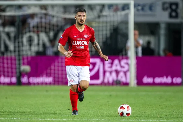 Thessaloniki Yunanistan Ağustos 2018 Oyuncu Spartak Salvatore Bocchetti Uefa Şampiyonlar — Stok fotoğraf