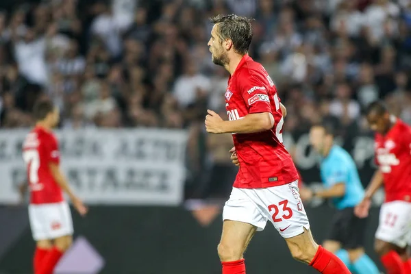 テッサロニキ ギリシャ 2018 プレーヤーのスパルタク ドミトリ コムバロフ Paok Toumba スタジアムで スパルタク — ストック写真