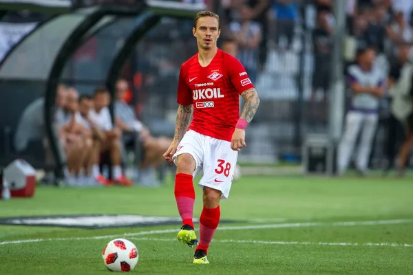 Thessaloniki Griechenland August 2018 Spieler Von Spartak Andrij Eschenko Aktion — Stockfoto