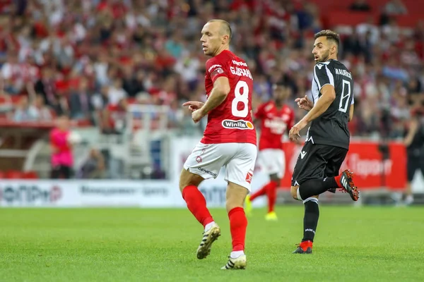 Moscú Rusia Agosto 2018 Jugador Spartak Denis Glushakov Acción Durante —  Fotos de Stock