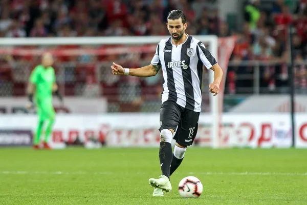 Moskova Rusya Ağustos 2018 Oyuncu Paok Jose Angel Crespo Uefa — Stok fotoğraf