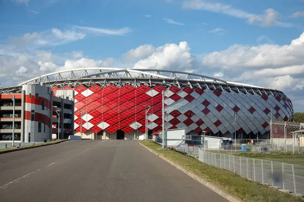 Moskwa Rosja Sierpień 2018 Widok Zewną Otkritie Arena Przed Uefa — Zdjęcie stockowe