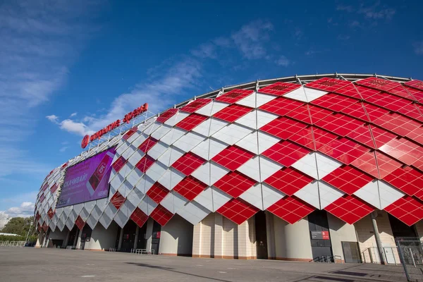 Moskwa Rosja Sierpień 2018 Widok Zewną Otkritie Arena Przed Uefa — Zdjęcie stockowe