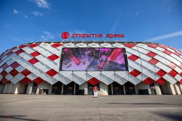 Moskwa Rosja Sierpień 2018 Widok Zewną Otkritie Arena Przed Uefa — Zdjęcie stockowe