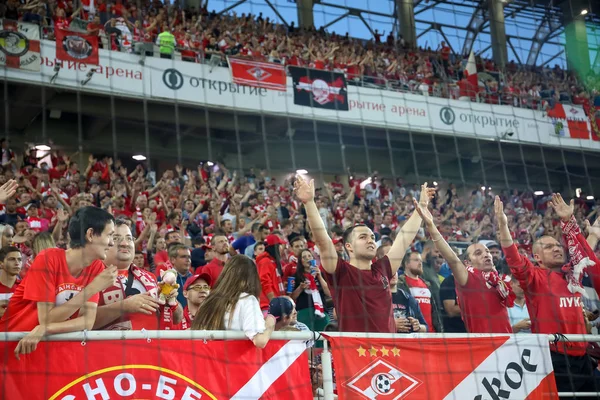 Moskva Rusko Srpna 2018 Spartak Fanoušci Slaví Jejich Týmu Během — Stock fotografie