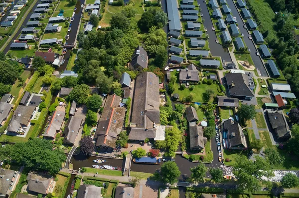 Vista Aérea Del Pueblo Giethoorn Los Países Bajos Giethoorn También — Foto de Stock