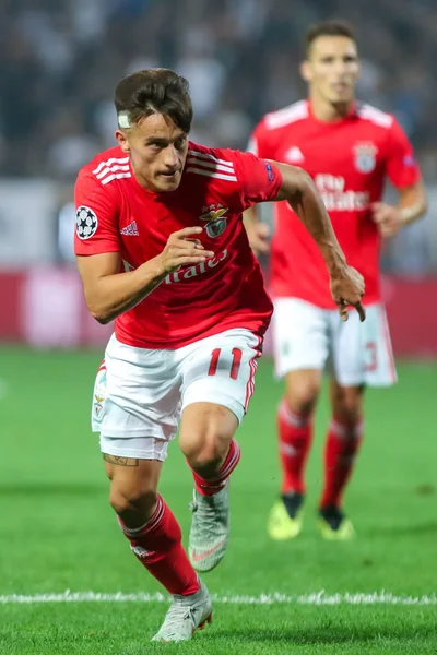 Thessaloniki Greece August 2018 Player Benfica Franco Cervi Action Uefa — Stock Photo, Image