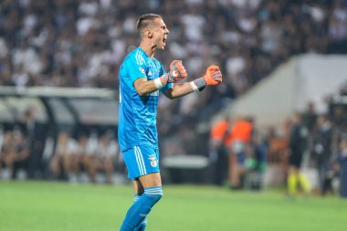 Thessaloniki, Yunanistan - 29 Ağustos 2018: Oyuncu, Benfica Odisseas Vlachodimos eylem Uefa Şampiyonlar Ligi Play-off mücadelesi sırasında 2 bacak Paok vs Fc Benfica Toumba Stadı'nda oynanan