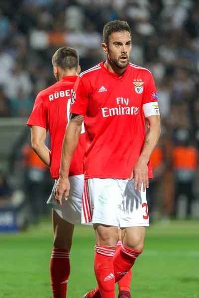 Thessaloniki, Yunanistan - 29 Ağustos 2018: Oyuncu, Benfica Jardel eylem Uefa Şampiyonlar Ligi Play-off mücadelesi sırasında 2 bacak Paok vs Fc Benfica Toumba Stadı'nda oynanan