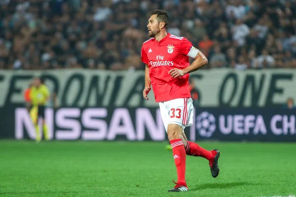 Thessaloniki Griechenland August 2018 Spieler Von Benfica Lissabon Aktion Während — Stockfoto