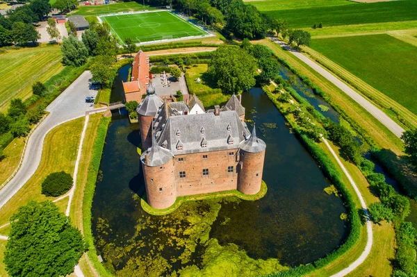 Luchtfoto Van Ammersoyen Kasteel Het Dorp Ammerzoden Nederland — Stockfoto