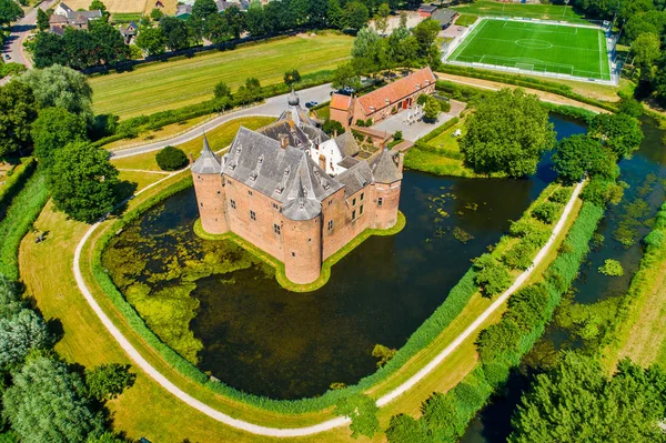 Aerial View Ammersoyen Castle Village Ammerzoden Netherlands — Stock Photo, Image