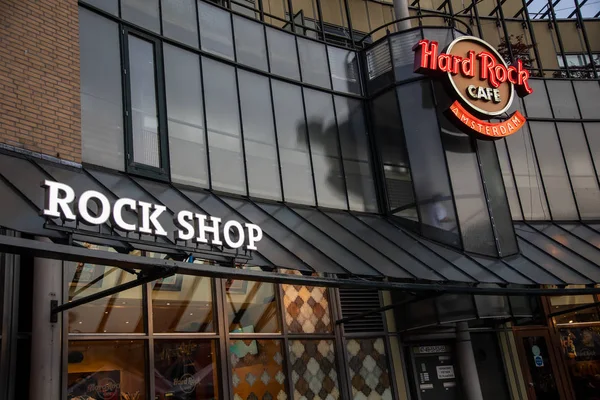Amsterdam Nederländerna Juli 2018 Fasad Hard Rock Cafe Amsterdam Med — Stockfoto