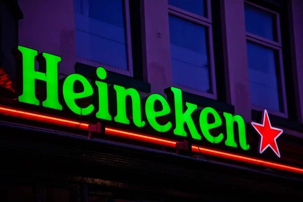 Amsterdam Holandia Lipca 2018 Znak Heineken Mieście Amsterdam Holandia — Zdjęcie stockowe