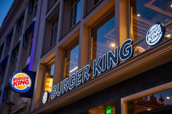 Amszterdam Hollandia 2018 Július Logó Gyorsétterem Lánc Burger King Amsterdam — Stock Fotó