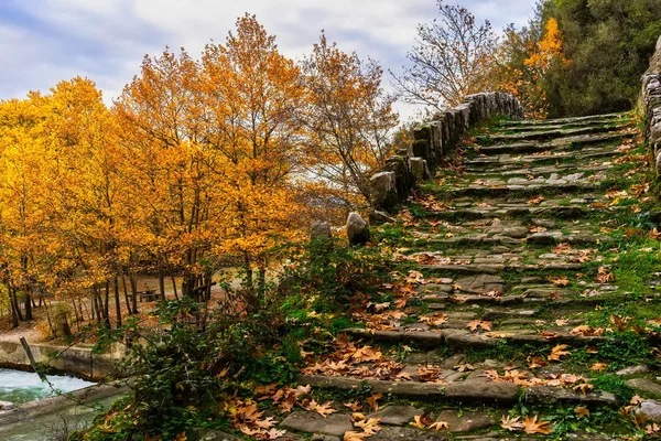 Old Stone Bridge Klidonia Zagoria Epirus Western Greece Arch Bridge — Stock Photo, Image