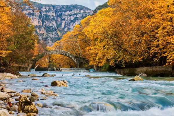 Vieux Pont Pierre Klidonia Zagoria Épire Grèce Occidentale Pont Arc — Photo