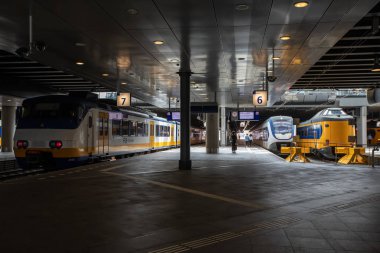 Lahey, Hollanda - 6 Temmuz 2018: Hollanda'daki Lahey Merkez Tren İstasyonu.