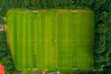 Horst, Hollanda - 23 Haziran 2018: spor merkezi Horst Paok takımı eğitim sırasında Hollanda hava görünümünden