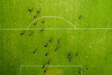 Horst, Hollanda - 11 Temmuz 2018: spor merkezi Horst Paok takımı eğitim sırasında Hollanda hava görünümünden
