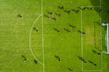 Horst, Hollanda - 11 Temmuz 2018: spor merkezi Horst Paok takımı eğitim sırasında Hollanda hava görünümünden